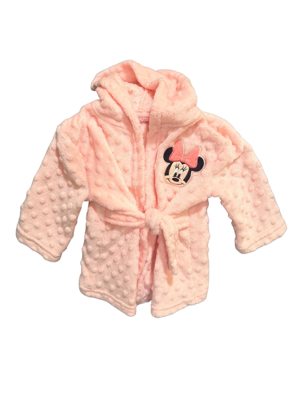 Disney Minnie Mouse Pink Plush Hooded Baby Girl Bathrobe